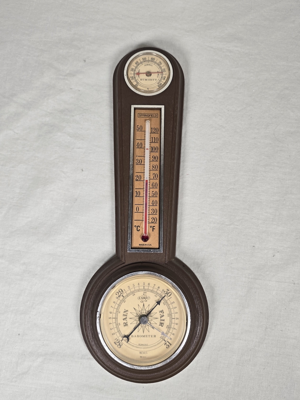 Vintage Springfield Weather Station Barometer Thermometer Hygrometer Made USA